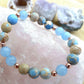 Bracciale perle 8mm diaspro imperiale, acquamarina, rame