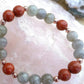 Bracciale perle 8mm diaspro rosso, labradorite, rame