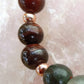 Bracciale perle 8mm occhio di bue, eliotropio, rame