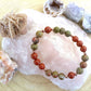Bracciale perle 8mm diaspro rosso, unakite, rame