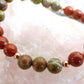 Bracciale perle 8mm diaspro rosso, unakite, rame
