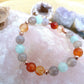 Bracciale perle 8mm amazzonite, corniola, agata grigia, rame