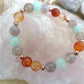 Bracciale perle 8mm amazzonite, corniola, agata grigia, rame