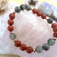 Bracciale perle 8mm diaspro rosso, eliotropio, rame