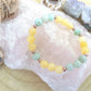 Bracciale perle 8mm calcite gialla, amazzonite, rame