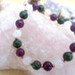 Bracciale perle 8mm zoisite, agata bianca, ametista, rame