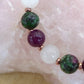 Bracciale perle 8mm zoisite, agata bianca, ametista, rame
