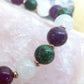 Bracciale perle 8mm zoisite, agata bianca, ametista, rame