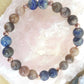 Bracciale perle 8mm lapislazzuli, pietra di luna nera, rame