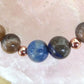 Bracciale perle 8mm lapislazzuli, pietra di luna nera, rame