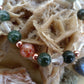 Bracciale perle 8mm quarzo ematoide, agata muschiata, quarzo ialino, rame