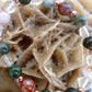 Bracciale perle 8mm quarzo ematoide, agata muschiata, quarzo ialino, rame