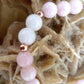 Bracciale perle 8mm kunzite, agata bianca, giada, rame