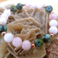 Bracciale perle 8mm kunzite, turchese africano, rame