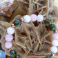 Bracciale perle 8mm kunzite, turchese africano, rame