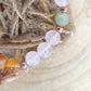 Bracciale perle 8mm quarzo rosa, corniola, giada, rame