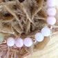 Bracciale perle 8mm kunzite, agata bianca, giada, rame