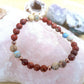 Bracciale perle 6mm diaspro imperiale, diaspro rosso, rame