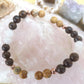 Bracciale perle 6mm bronzite, agata bianca, diaspro paesaggio, rame