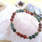 Bracciale perle 6mm diaspro rosso, agata muschiata, rame