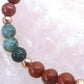 Bracciale perle 6mm diaspro rosso, agata muschiata, rame