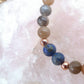 Bracciale perle 6mm lapislazzuli, pietra di luna nera, rame
