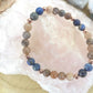 Bracciale perle 6mm lapislazzuli, pietra di luna nera, rame