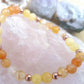 Bracciale perle 6mm calcite gialla, corniola, rame