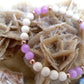 Bracciale perle 6mm kunzite, diaspro bianco, rame
