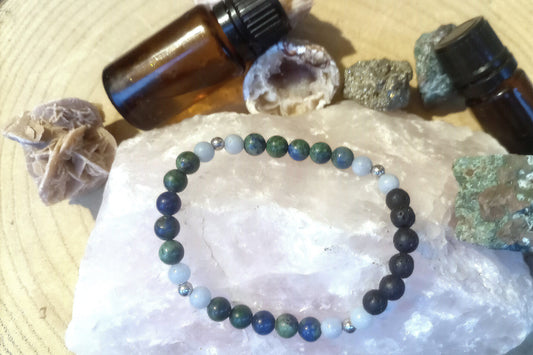 Azzurrite, angelite, lava, argento 925