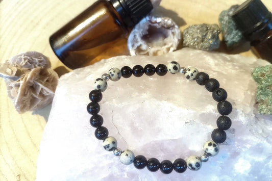 Diaspro dalmata, onice, lava, argento 925