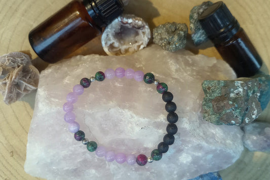 Zoisite, kunzite, lava, argento 925
