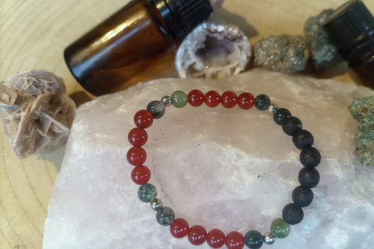 Agata muschiata, agata rossa, lava, argento 925