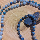 Mala per la pratica della meditazione in Apatite, Lapislazzuli, Angelite, Pietra Guru Lapislazzuli e Rame