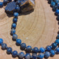 Mala per la pratica della meditazione in Apatite, Lapislazzuli, Angelite, Pietra Guru Lapislazzuli e Rame