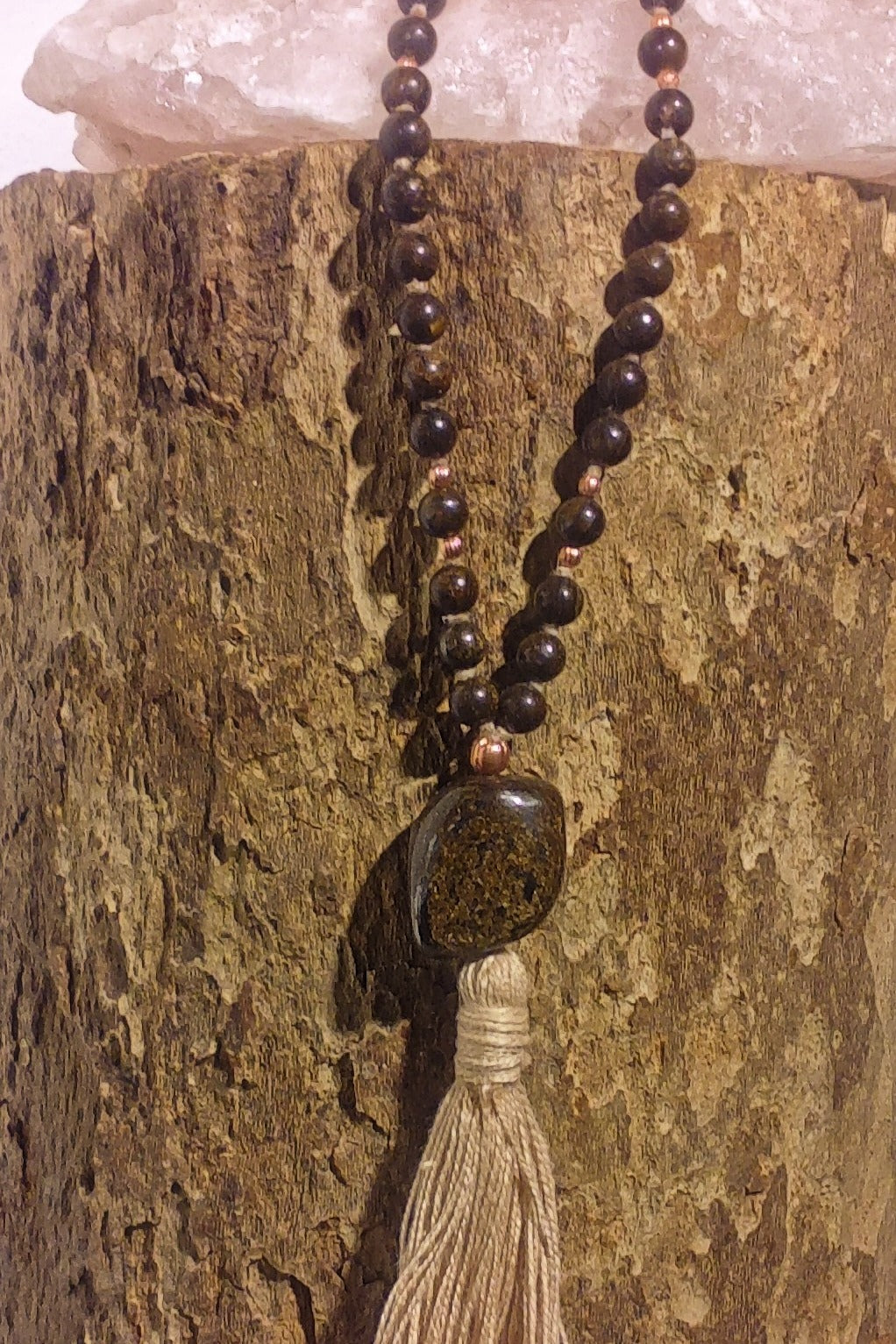 Mala in Bronzite, pietra guru in Bronzite, rame
