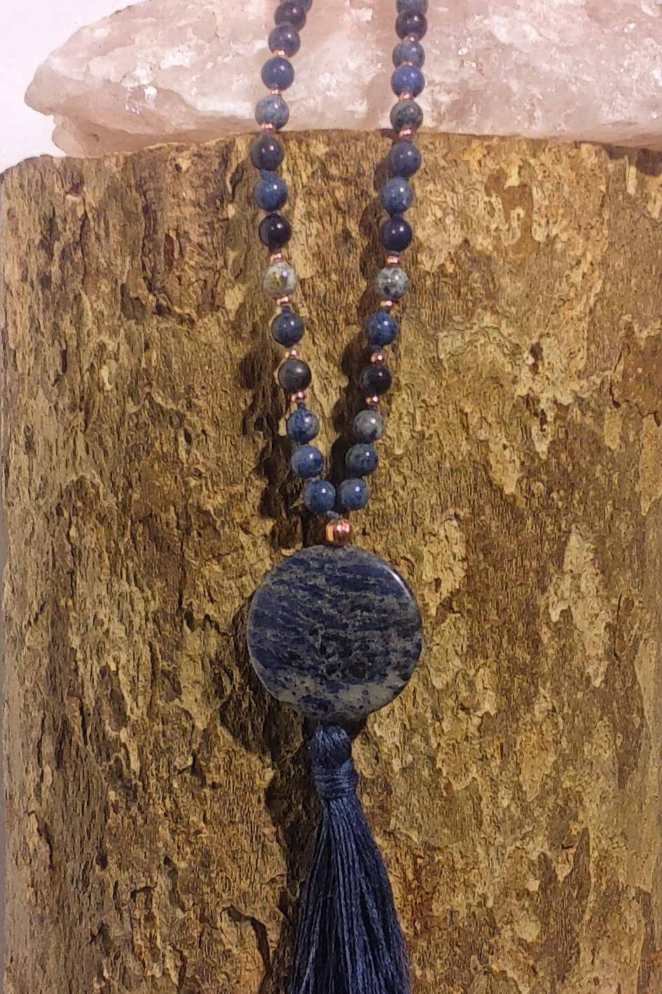 Mala in Dumortierite, Pietra Guru Sodalite, Rame