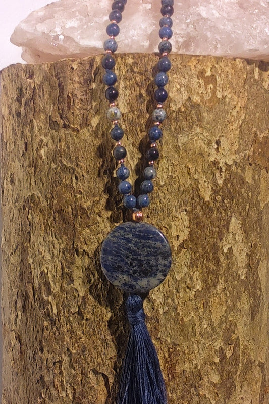 Mala in Dumortierite, Pietra Guru Sodalite, Rame