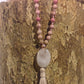 Mala in Rodonite, Pietra Guru Quarzo rosa, Rame