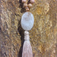 Mala in Rodonite, Pietra Guru Quarzo rosa, Rame