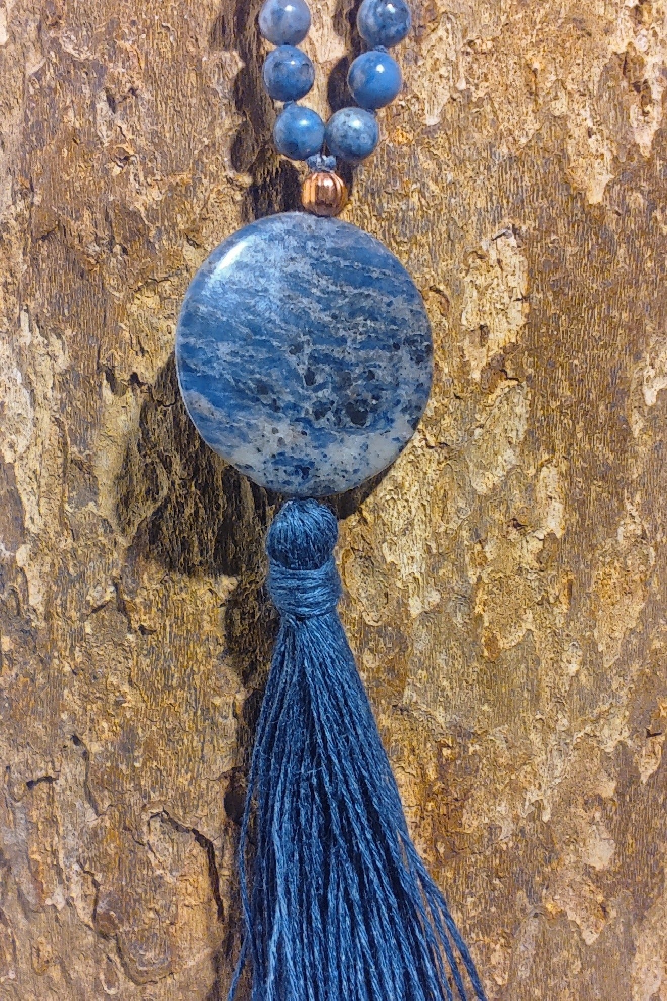 Mala in Dumortierite, Pietra Guru Sodalite, Rame