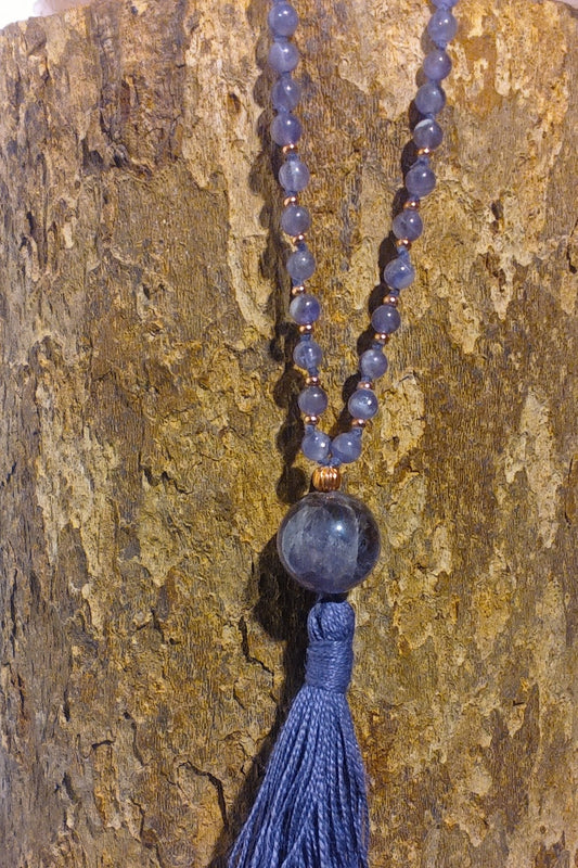 Mala da meditazione in Ametista 108 perle, Perla Guru in ametista