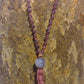 Mala 108 perle di Rodonite, Unakite, Lepidolite, Pietra Guru Ametista, rame