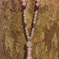 Mala con pietre naturali di Granato almandino, Pietra Guru Quarzo rosa, Rame