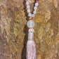 Mala con pietre naturali di Granato almandino, Pietra Guru Quarzo rosa, Rame