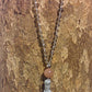 Mala da meditazione 108 Quarzo Fumè, Pietra di luna pesca, pietra guru Pietra di luna pesca, Argento 925