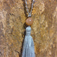 Mala da meditazione 108 Quarzo Fumè, Pietra di luna pesca, pietra guru Pietra di luna pesca, Argento 925