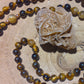Mala con pietre dure naturali di Occhio di tigre, Pietra guru Diaspro oceano, Rame