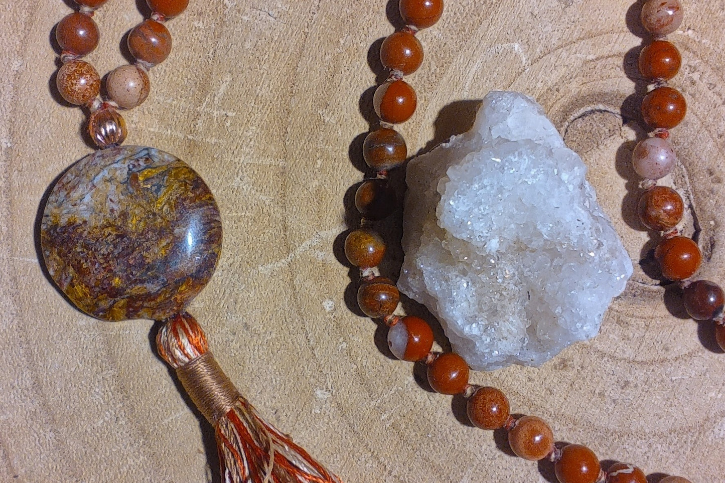 Mala in Diaspro Brecciato, Pietra Guru Diaspro oceano, Rame