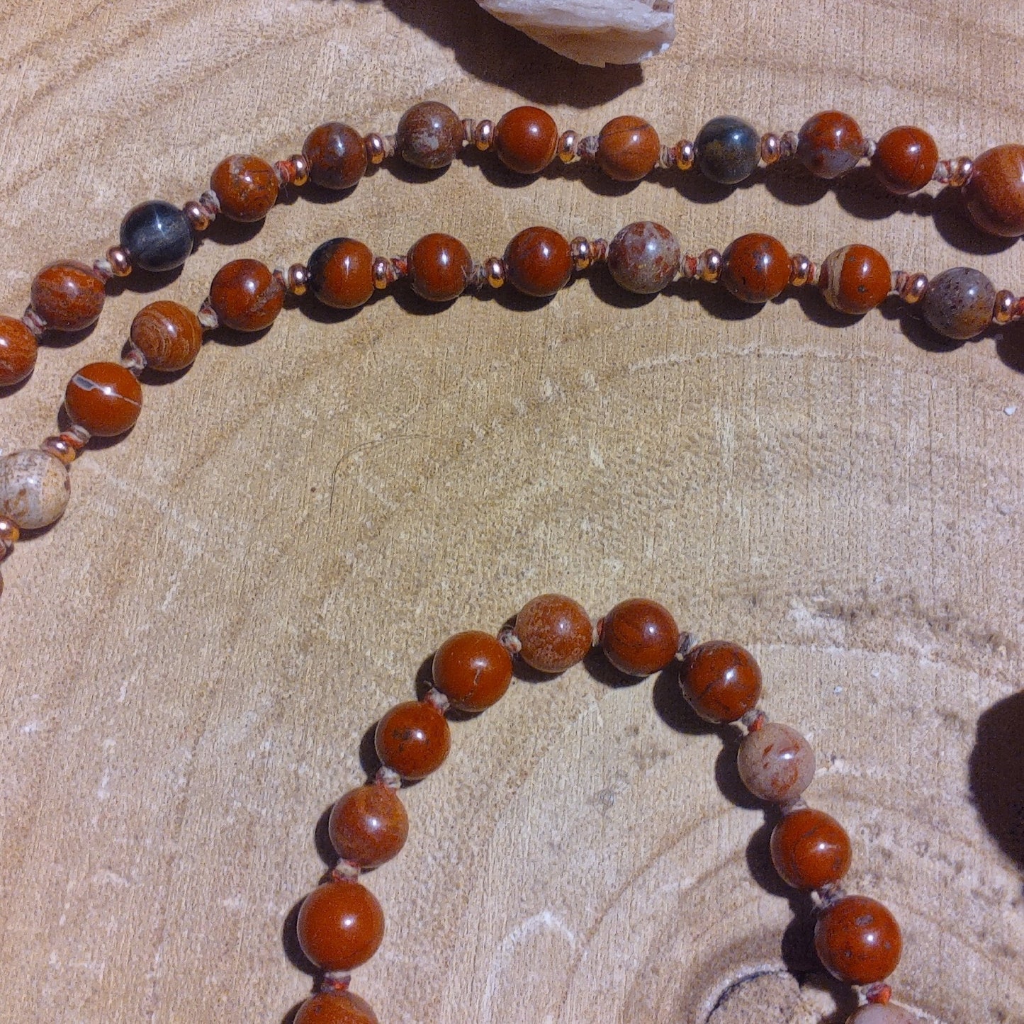 Mala in Diaspro Brecciato, Pietra Guru Diaspro oceano, Rame